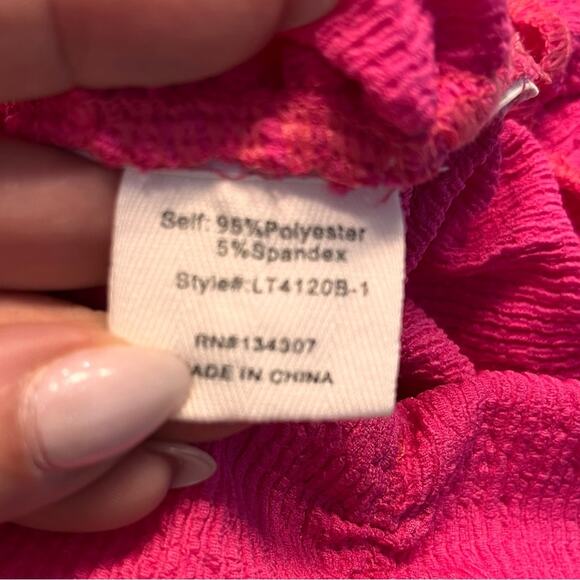 Line & Dot Kai Ruched Off the Shoulder Top in Hot Pink Small NWOT - Picture 7 of 10